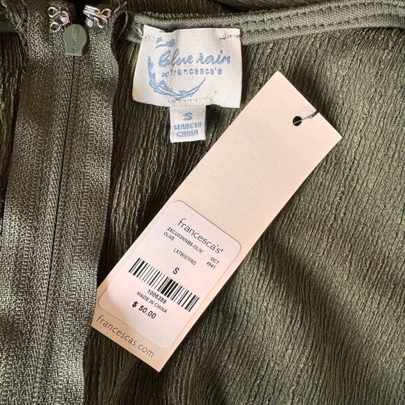 NWT-Blue Rain of Francesca's-Cali Twist-Front Keyhole Green Midi Dress-Size: S - Picture 9 of 10